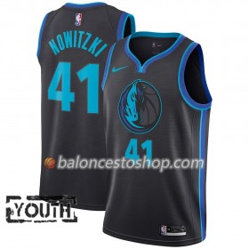 Camiseta Niños NBA Dallas Mavericks Dirk Nowitzki 41 2018-19 Nike City Edition Negro Azul Swingman
